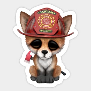 Cute Baby Red Fox Firefighter Sticker